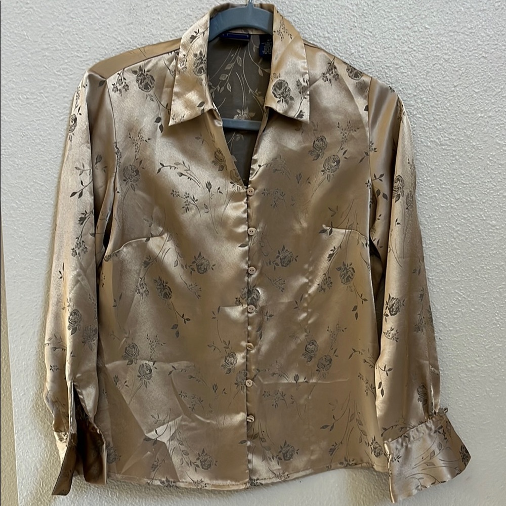 Laura Scott Gold floral  Top  Sz 6 P-